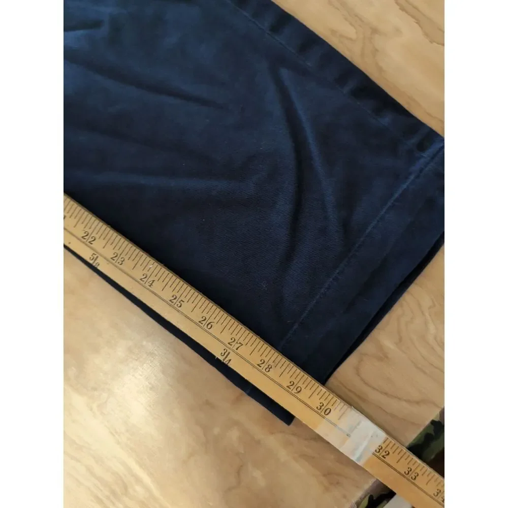 Polo Ralph Lauren Men's Flat Front Navy Blue Straight Bold‎ Logo Pants 36x30